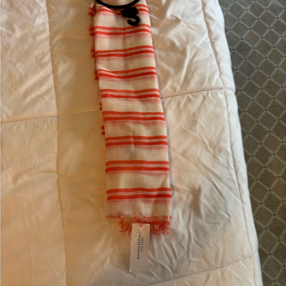 Striped Orange and White Scarf